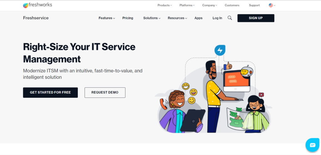 Freshservice startpagina