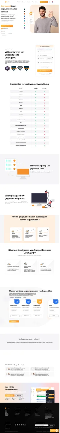 Gebruikt u momenteel de gratis proefversie van LiveAgent en wilt u migreren naar Supportbee? Wij bieden gratis datamigratie aan. Bel ons en begin vandaag nog met het migreren van uw gegevens.