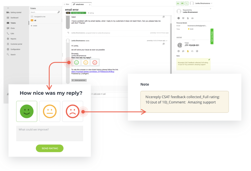 Chat survey from agent's view