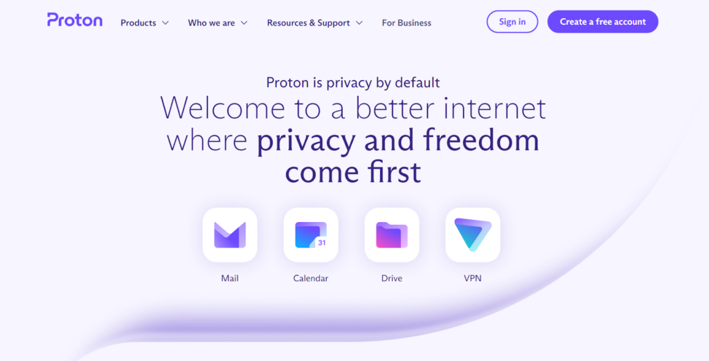 Proton mail homepage - een op privacy gericht Gmail-alternatief