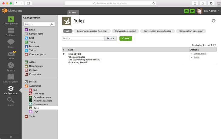 Bedrijfsregels_LiveAgent Overzicht bedrijfsregels van LiveAgent