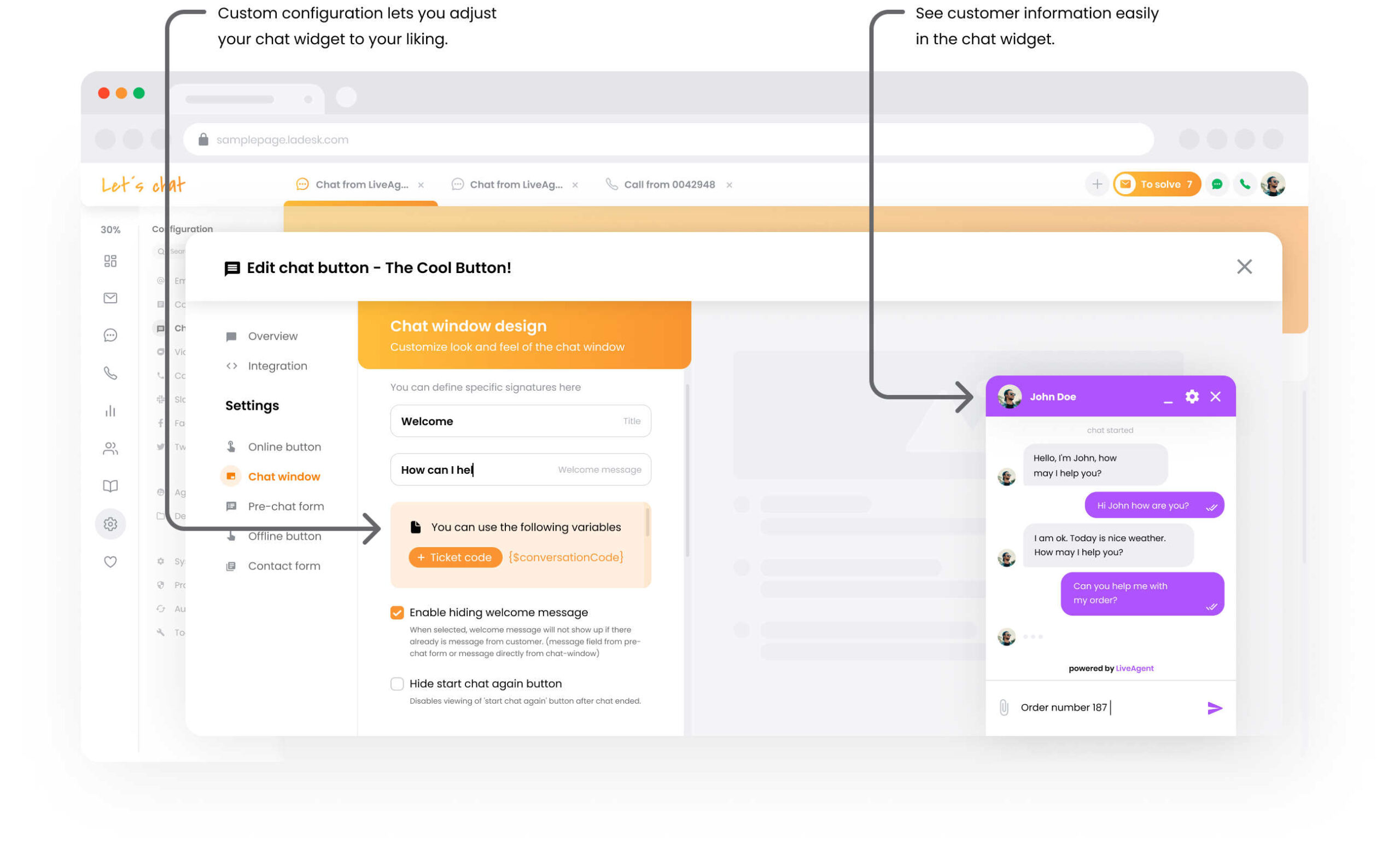 LiveAgent live chat venster