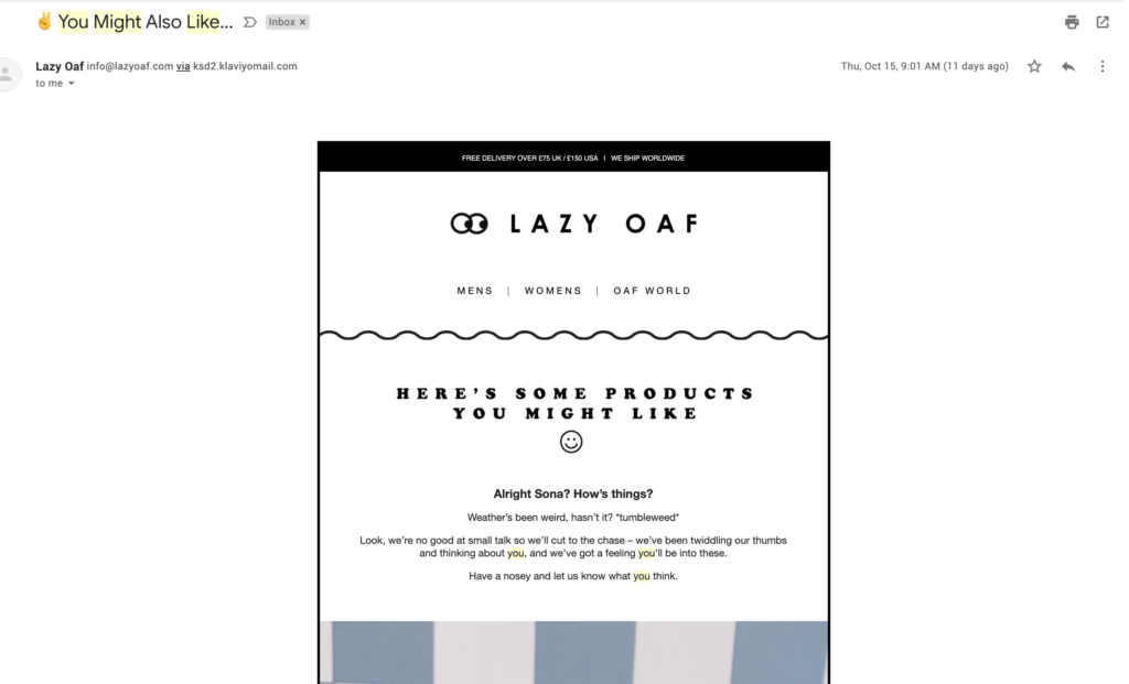 Cross-selling van Lazy Oaf