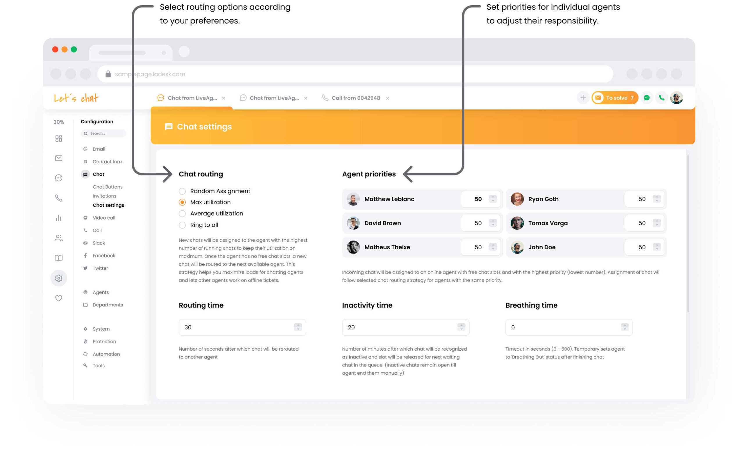 LiveAgent livechat software instellingen