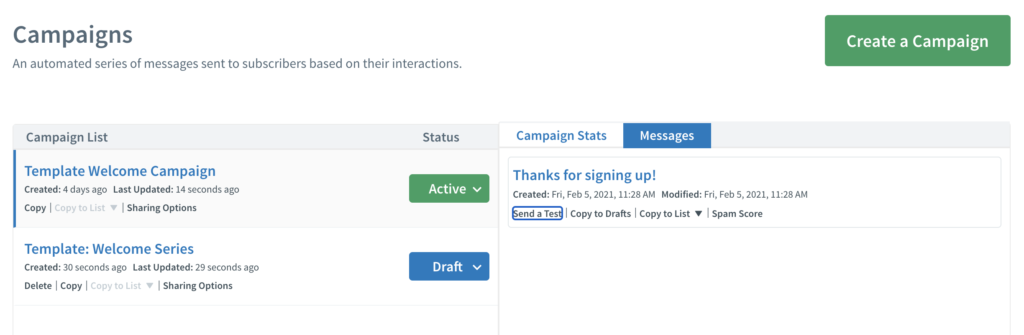 AWeber campagnevoorbeeld