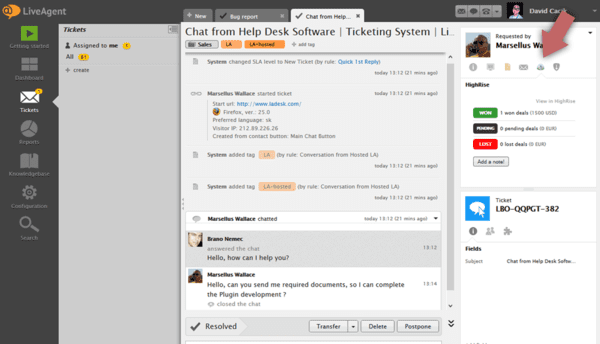 Highrise-LiveAgent-integration1 Highrise LiveAgent-integratie