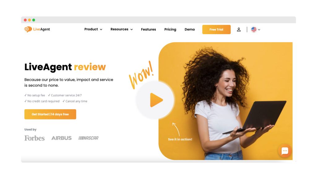 LiveAgent landing page