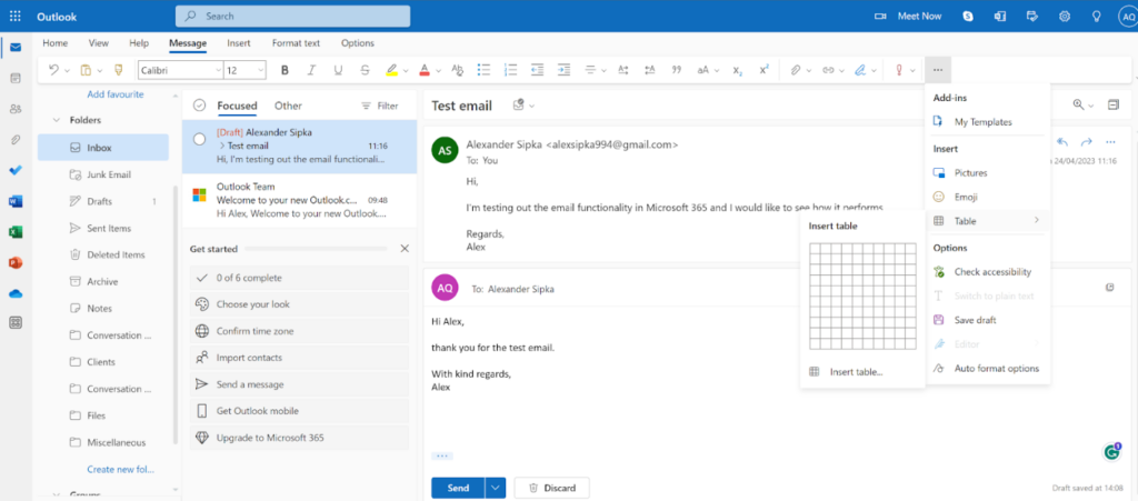 Microsoft365 - email opmaakmogelijkheden