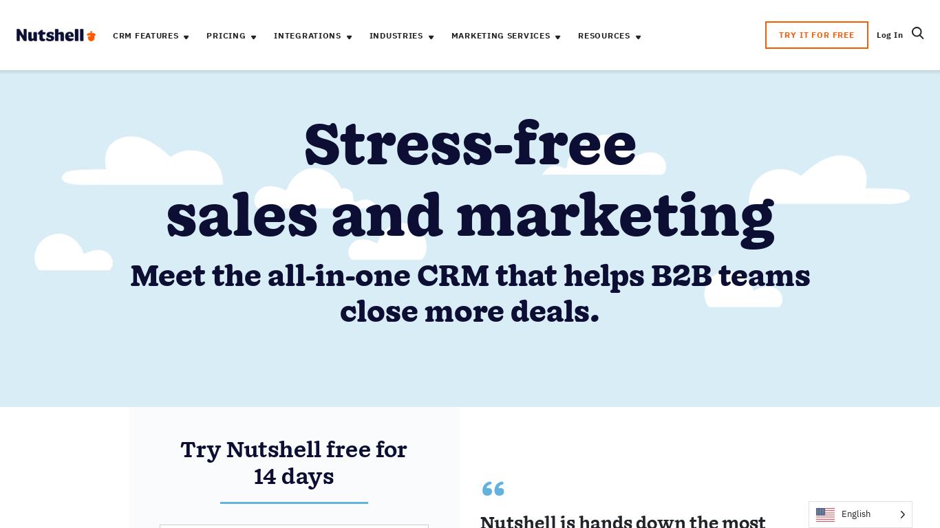 Nutshell provides an all-in-one growth software featuring CRM, email marketing, and contact management to help sales teams close more deals. Learn more.