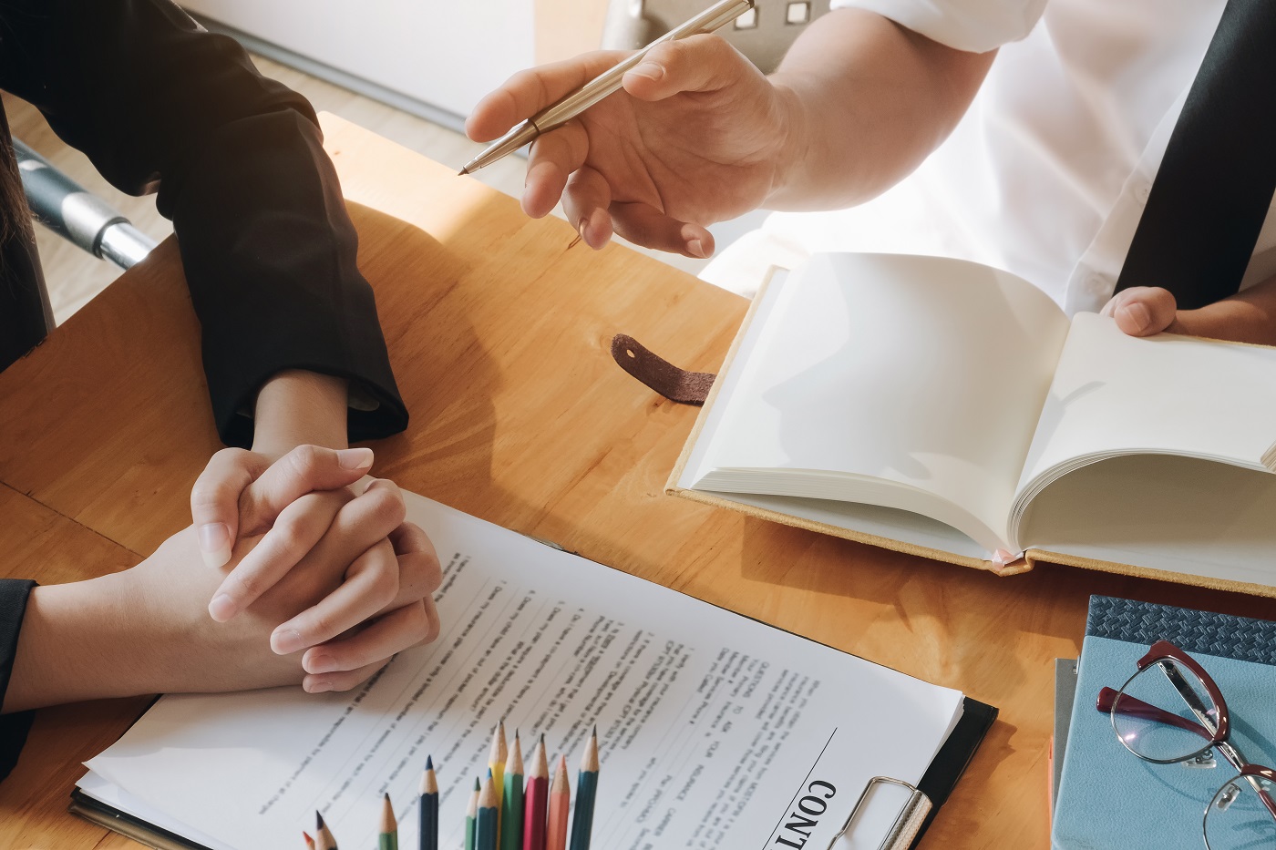 Business woman or judge consult having team meeting with client,