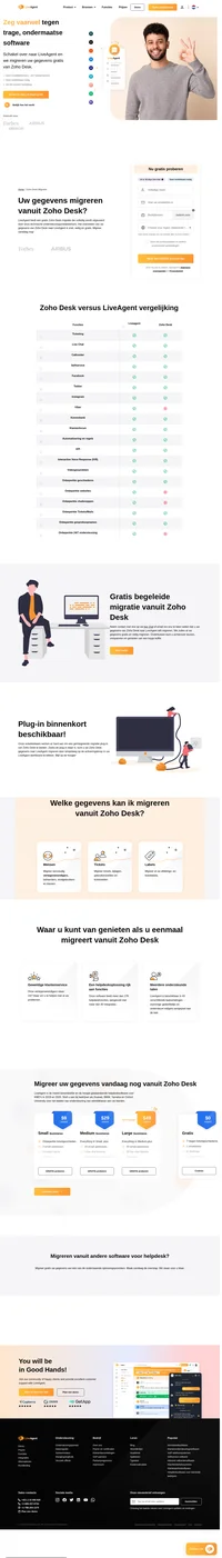 LiveAgent biedt een gratis migratie van Zoho desk aan, volledig uitgevoerd door onze technische ondersteuningsmedewerkers. Het overzetten van uw gegevens van zoho desk naar LiveAgent is snel, veilig en gratis.