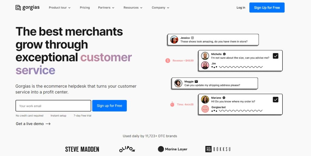 Gorgias homepage - HubSpot CRM-alternatief voor efficiënte klantenservice