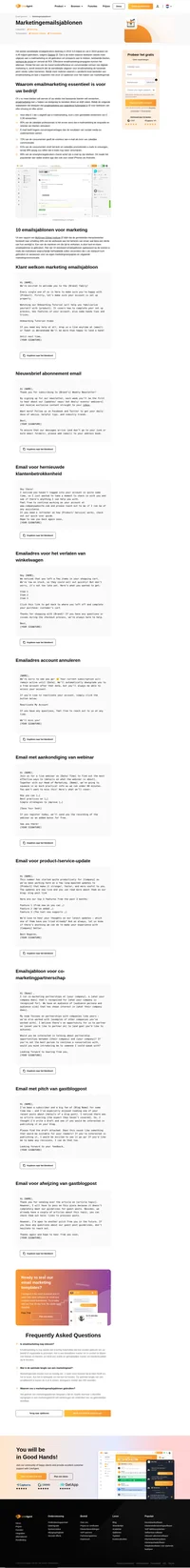 Bekijk en pas onze 10 standaard emailsjablonen aan voor uw eigen marketingcampagnes en uitgaande marketingcommunicatie.