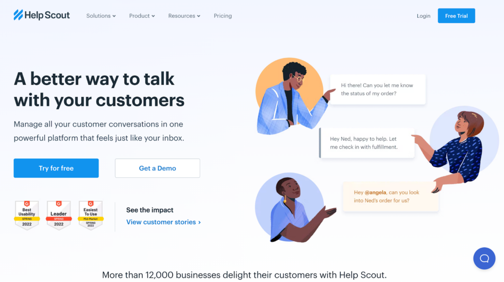 Help Scout homepage - Klantenondersteuningsoplossing onder HubSpot-alternatieven