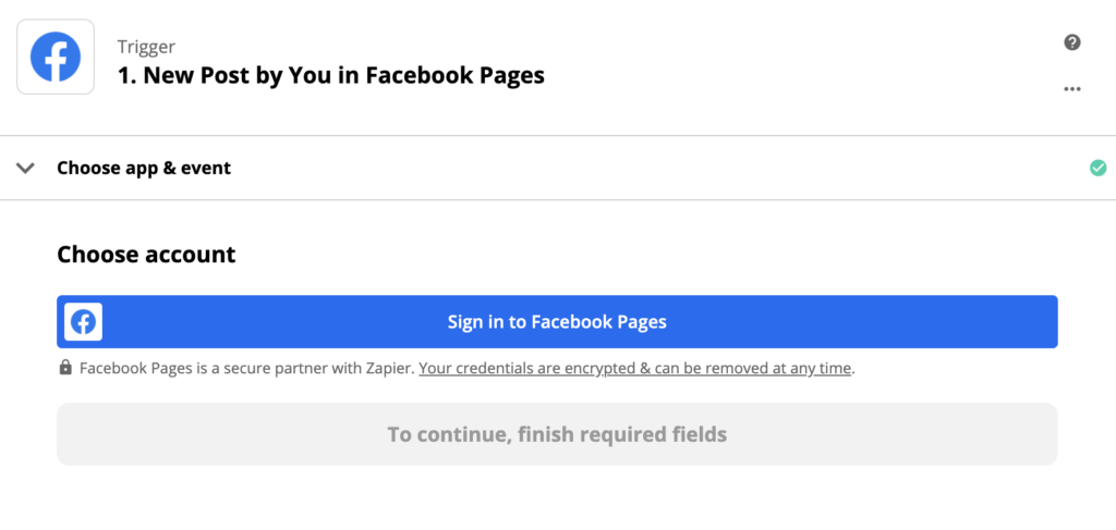 Configuratievoorbeeld van Facebook-trigger