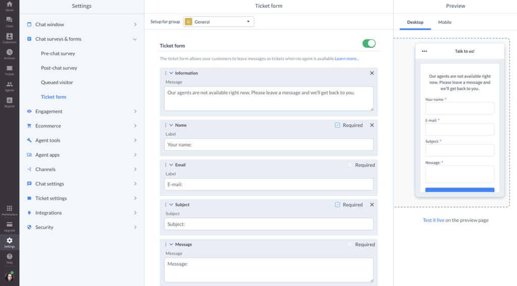 LiveAgent's omnichannel-overzicht 