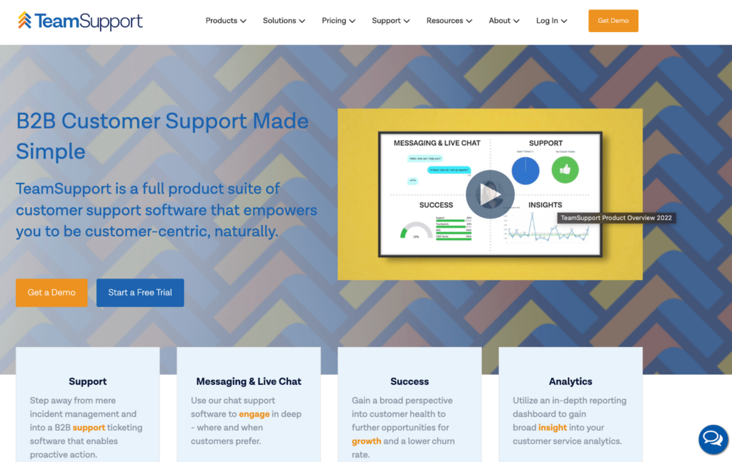 Startpagina TeamSupport-ticketsoftware