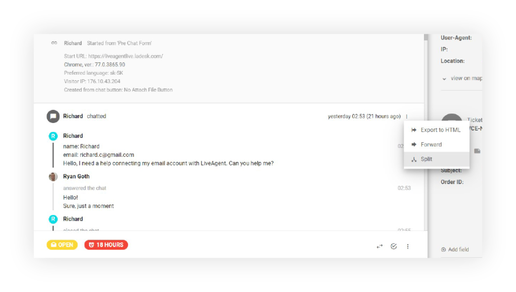 Tickets-splitsen-LiveAgent