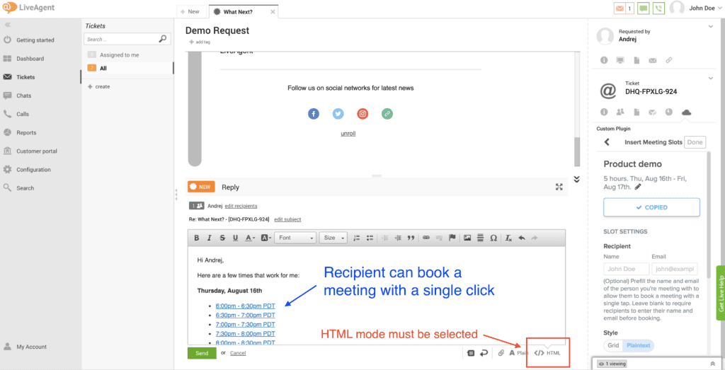 Invoegtijden van de LiveAgent-plug-in