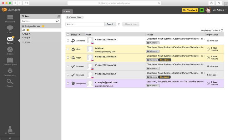 ticketing-voorbeeld LiveAgent's IT ticketing