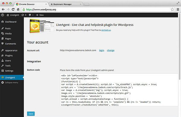 liveagent-wordpress-integration-code LiveAgent WordPress-integratiecode