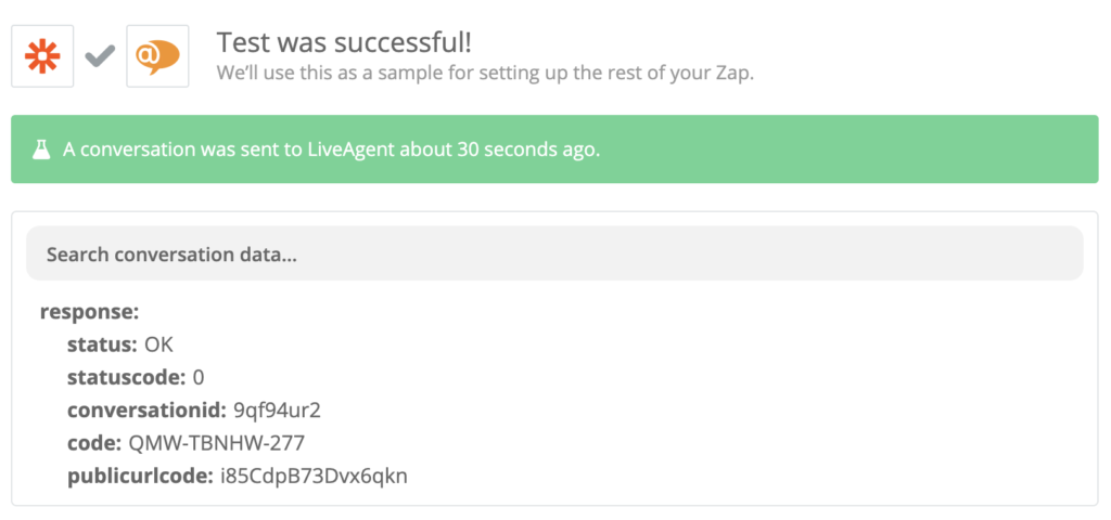 Succesvolle test van een LiveAgent en Instagram-integratie