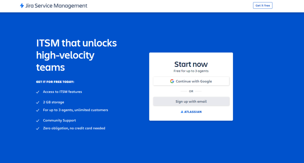 JIRA Service Management-startpagina 