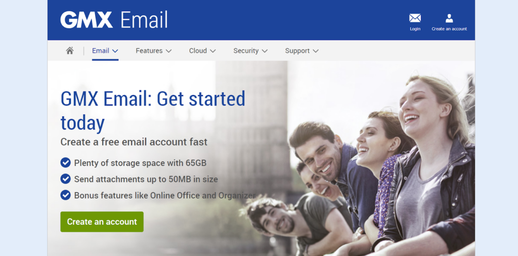 GMX Email homepage - een veelzijdig Gmail-alternatief met grote opslagruimte