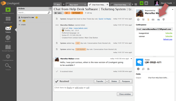 GetResponse LiveAgent integratie