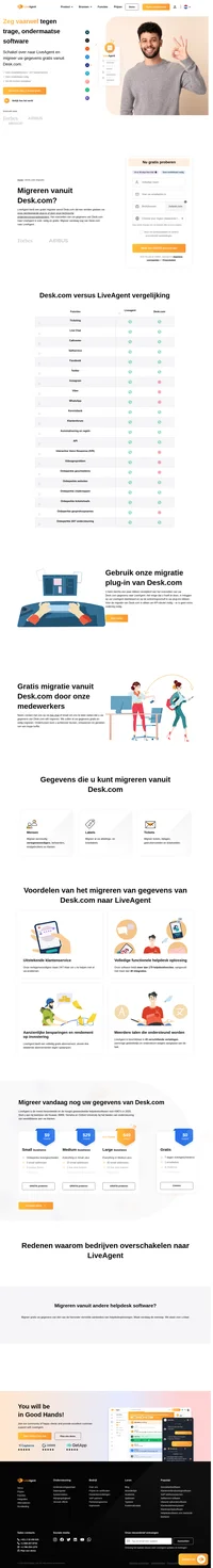 LiveAgent biedt een gratis datamigratie van Desk.com naar LiveAgent. Geniet van meer dan 179 helpdeskfuncties en meer dan 40 integraties binnen LiveAgent.