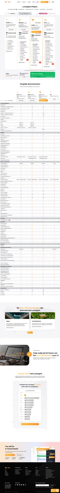 LiveAgent-abonnementen beginnen bij €15/agent/maand en omvatten emailticketing, live chatfunctie, kennisbank en meer. Het volledige pakket is beschikbaar voor €69/agent/maand.