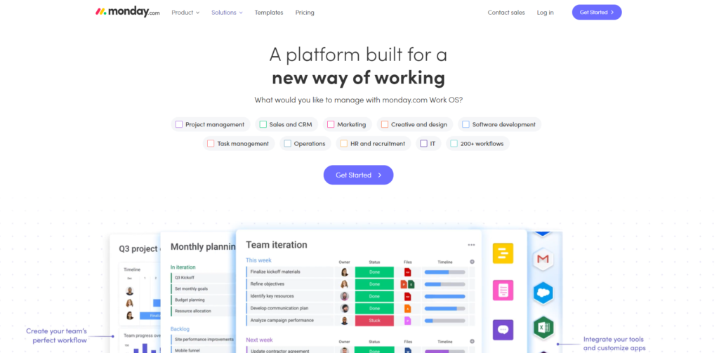 Monday.com startpagina